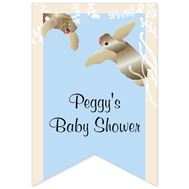 Baby Shower Blue/Baby Turtle, Swallowtail Banner (Eighth Flag)