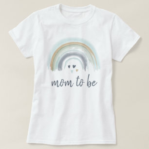 Baby Shower Blue Boho Rainbow Mum To Be  T-Shirt