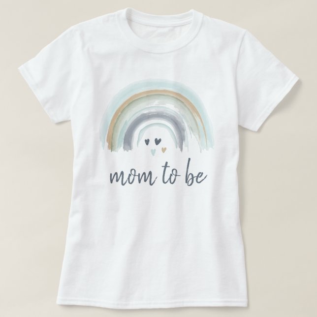  Baby Shower Blue Boho Rainbow Mum To Be  T-Shirt (Design Front)