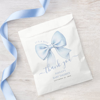 Baby Shower Blue Bow It's a Boy Thank You Favour Bags