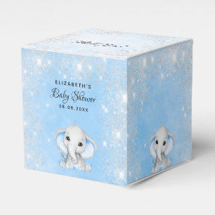 Baby Shower blue boy cute elephant glitter  Favour Box