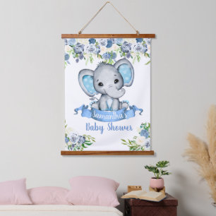 Baby shower Blue Boy Elephant Sign Hanging Tapestry