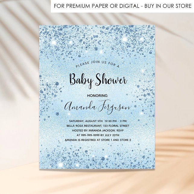 Baby Shower blue boy sparkles budget invitation Flyer (Creator Uploaded)
