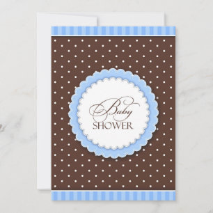 Baby Shower Blue/Brown Flat Invitation