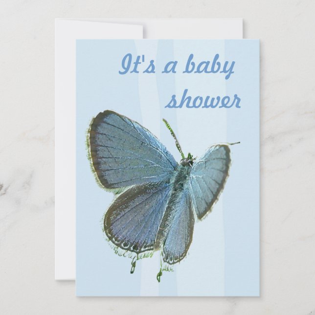 Baby Shower Blue Butterfly Invitation (Front)