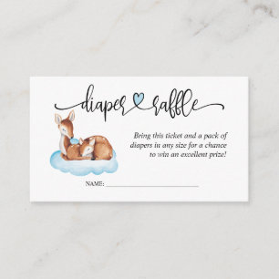 Baby Shower Blue Cloud Deer Diaper Raffle Enclosure Card