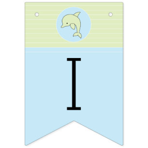 Baby Shower Blue/Dolphin, Swallowtail Banner