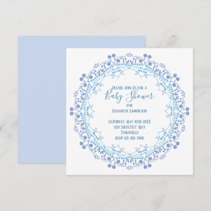 Baby Shower Blue Greenery Modern Cute Mandala