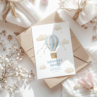 Baby shower blue hot air balloon adventure awaits