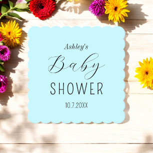 Baby Shower Blue Minimalist Paper Coaster