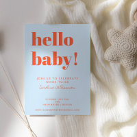 Baby Shower Blue Orange Bold Modern Gender Neutral
