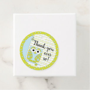 Baby Shower Blue Owl in a Tree Favour Tags
