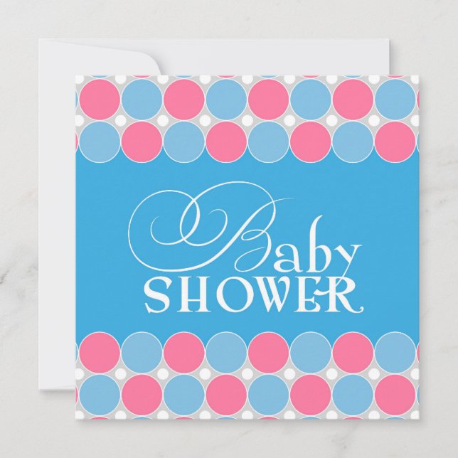 Baby Shower Blue & Pink Flat Invitation (Front)