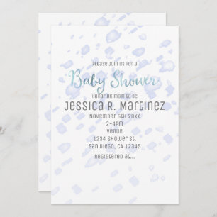 Baby Shower Blue Rain Watercolor Invitations
