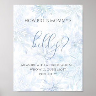 Baby Shower Blue Snowflake How big is Mum’s Belly Poster