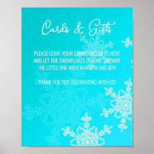 Baby Shower Blue Snowflakes Cards and Gifts Sign