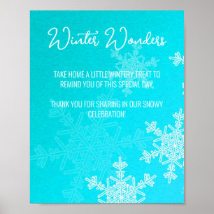 Baby Shower Blue Snowflakes Favours Sign