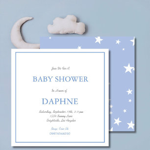 Baby Shower Blue Stars Square Invitation