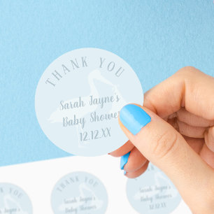 Baby Shower Blue Stork Thank You Sticker