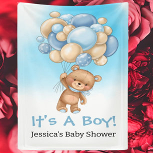 Baby Shower Blue Teddy Its A Boy Banner