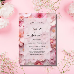 Baby Shower blush pink flowers girl luxury Invitation