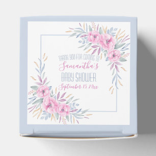 Baby Shower Blush Pink Flowers Watercolor Elegant Favour Box