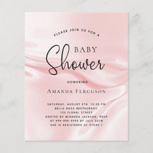 Baby shower blush pink silk budget invitation flyer