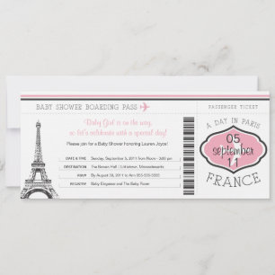 Baby Shower Boarding Pass to Paris Invitation