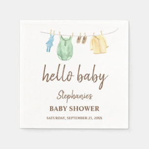 Baby Shower Boho Clothes Line Hello Baby  Napkin