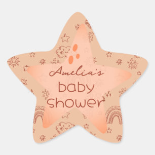 Baby Shower Boho Peachy Weather Star Sticker
