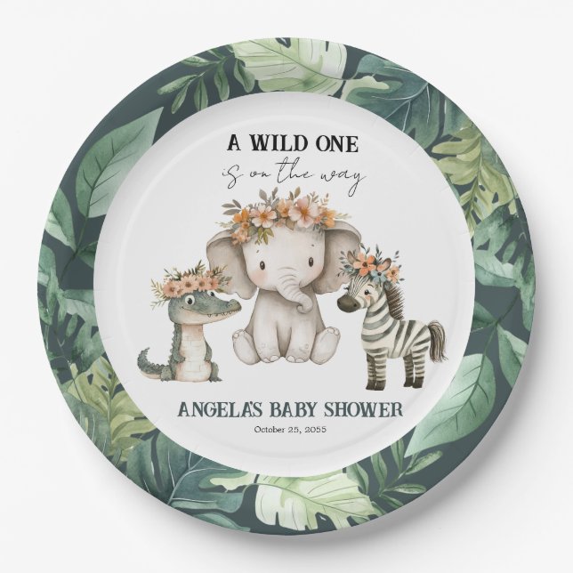 Baby Shower Boho Safari Paper Plate (Front)