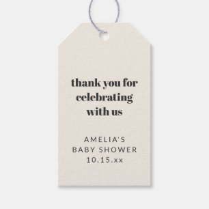 Baby Shower Bold Retro Ivory Thank You Celebrating Gift Tags