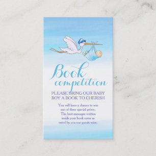 Baby shower book competition boy stork art cards