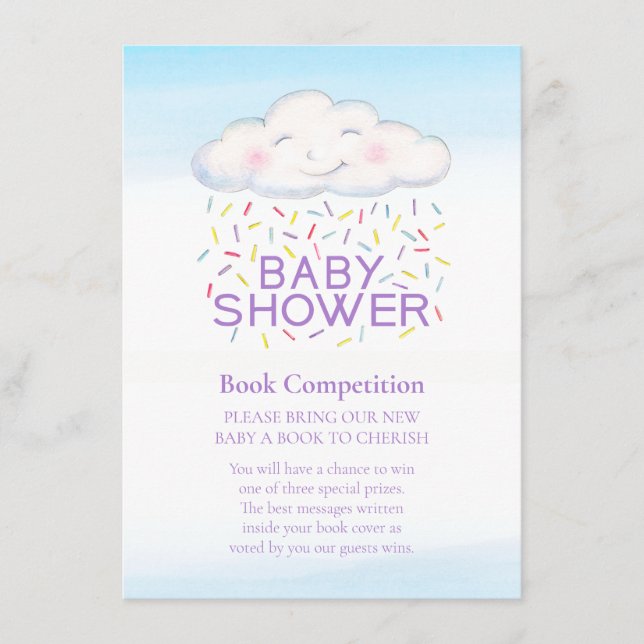 Baby shower book competition cloud candy sprinkles enclosure card (Front)