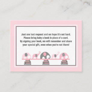 Baby shower book insert pink grey elephants