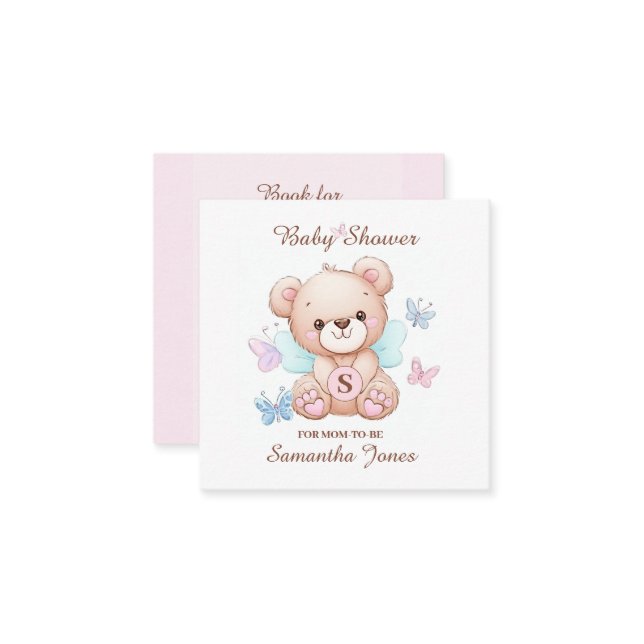 Baby Shower Book Message Enclosure Card (Front/Back In Situ)