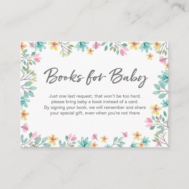 Baby Shower Book Request Floral Insert Card (Front)