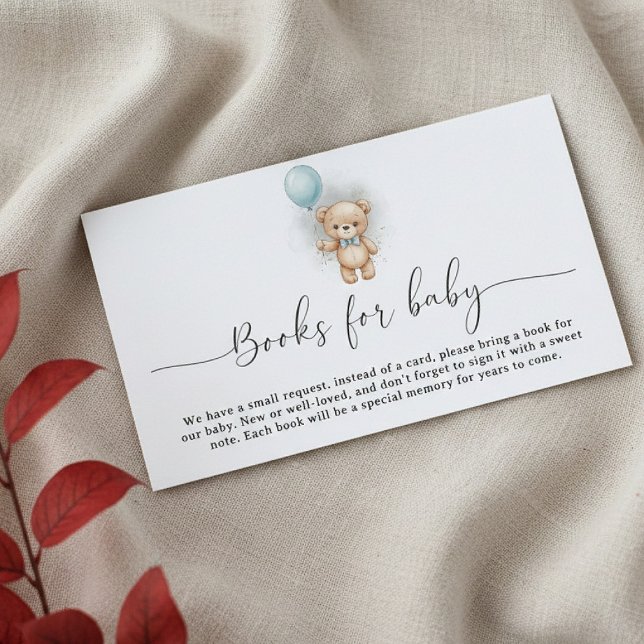 Baby Shower Book Request  for Boy Blue Balloon Enclosure Card (Creator Uploaded)