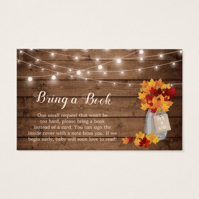 Baby Shower Book Request Rustic Autumn Fall Leaves (Front)