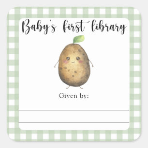 Baby Shower bookplate - baby's first library Square Sticker