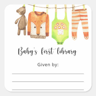 Baby Shower bookplate, books for baby Square Sticker