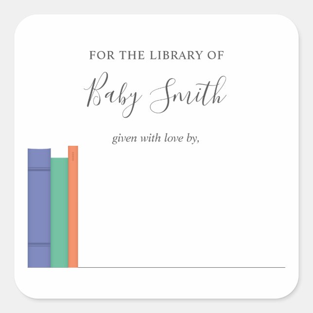 Baby Shower Bookplate Sticker (Front)