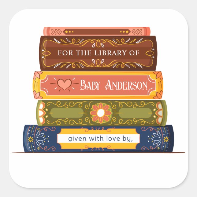 Baby Shower Bookplate Sticker (Front)