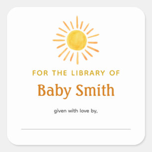 Baby Shower Bookplate Sunshine Sticker