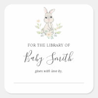 Baby Shower Bookplate Woodland Rabbit Sticker