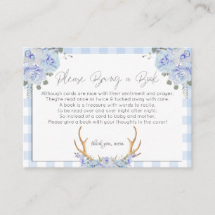 Baby Shower Books for Baby Blue Floral Baby Enclosure Card