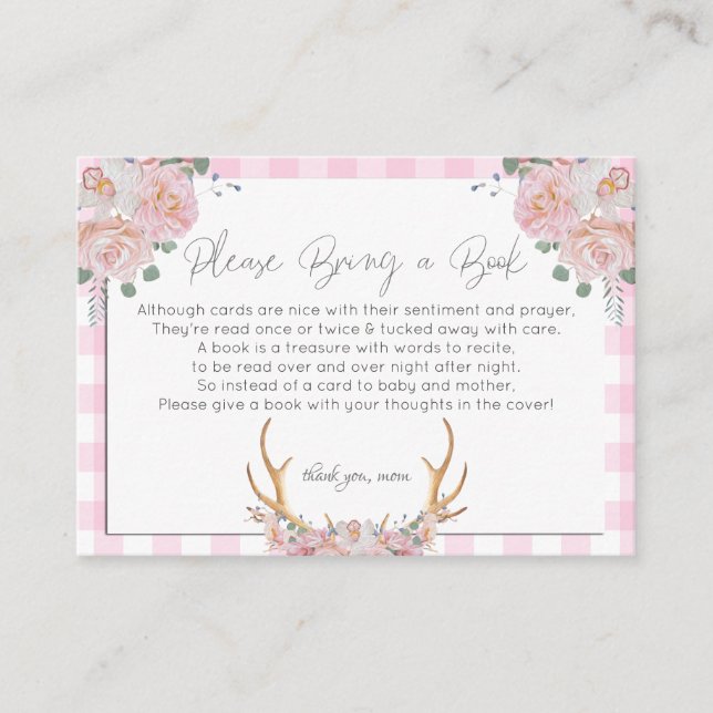 Baby Shower Books for Baby | Pink Floral Baby Enclosure Card (Front)