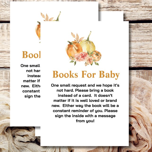 Baby shower books for baby pumpkin pink floral enclosure card (Creator Uploaded)
