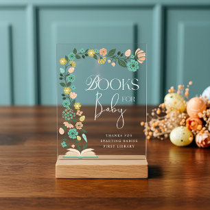 Baby Shower Books For Baby Spring Floral Easter Acrylic Sign