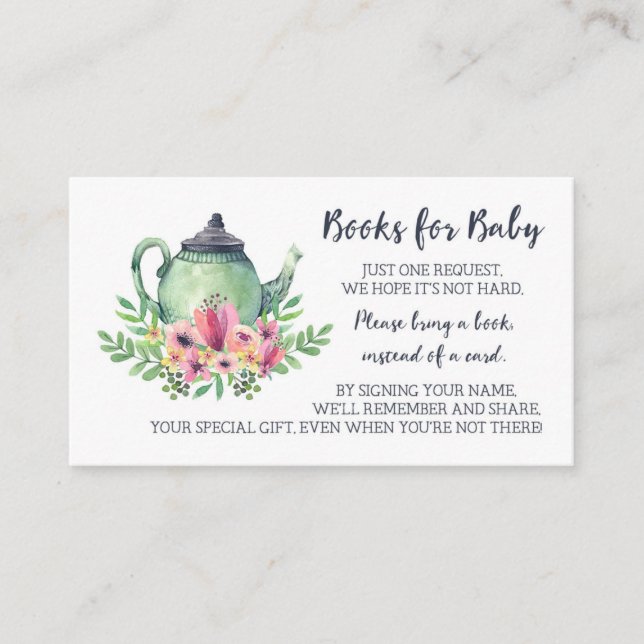 Baby Shower Books for Baby Tea Party Enclosure Card (Front)